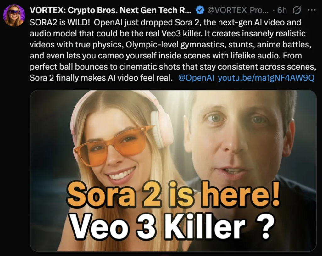 Sora 2 来袭：生成20秒逼真视频，正面碾压谷歌Veo 3？